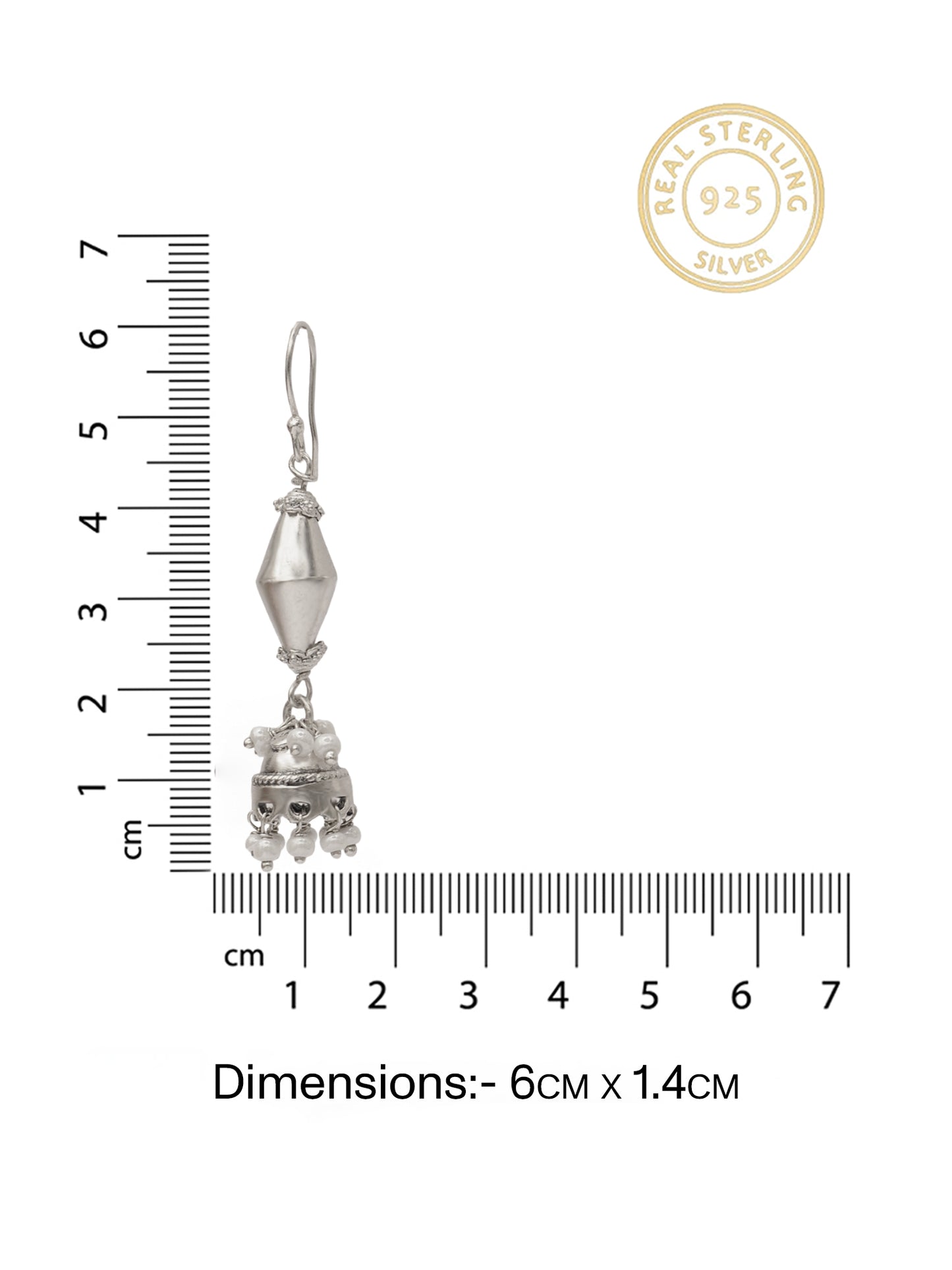 Rajwada Dholki 925 Silver Jhumki with Pearl