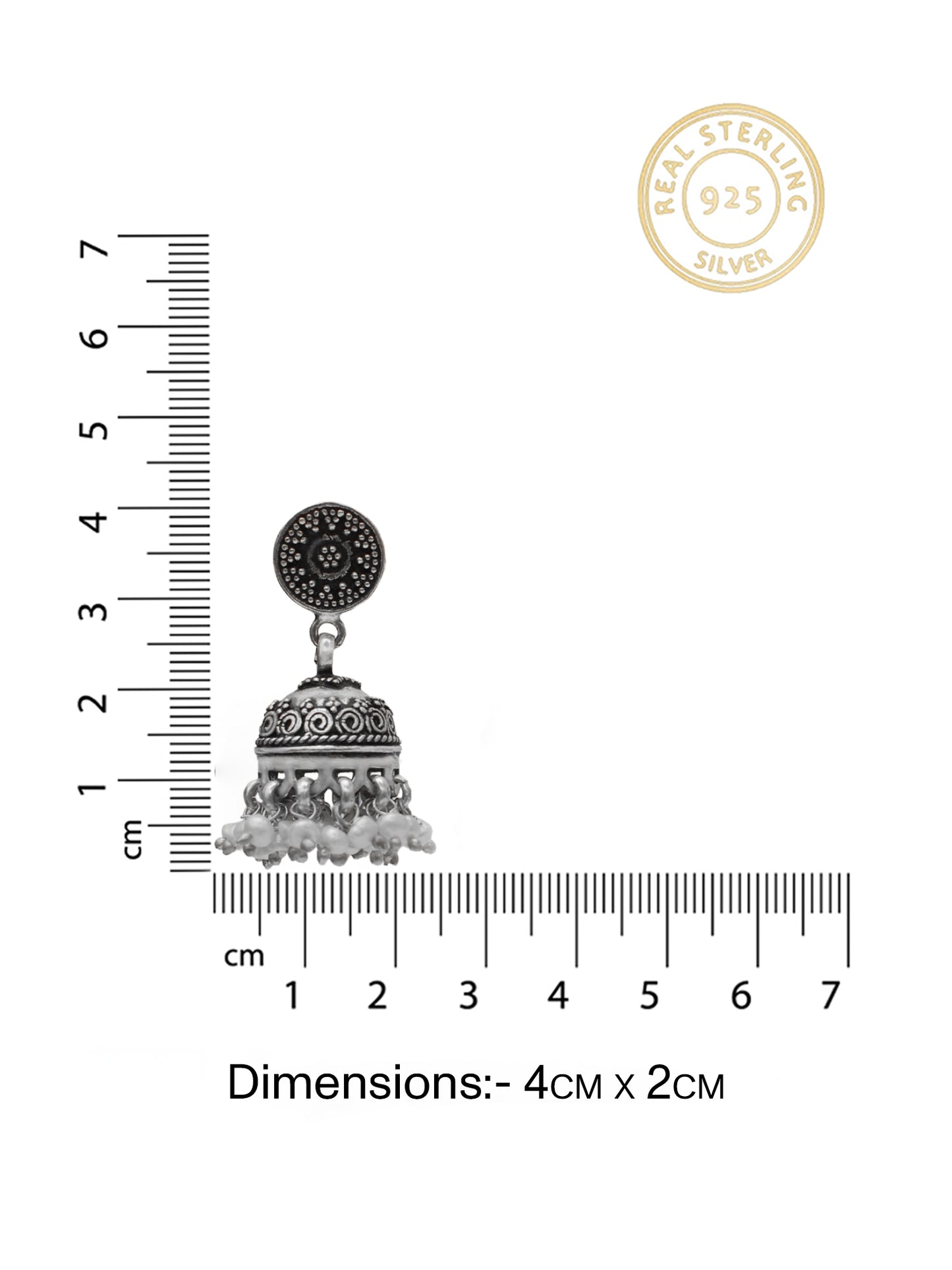 Rajwada Oxidized 925 Silver Rawa Jhumki