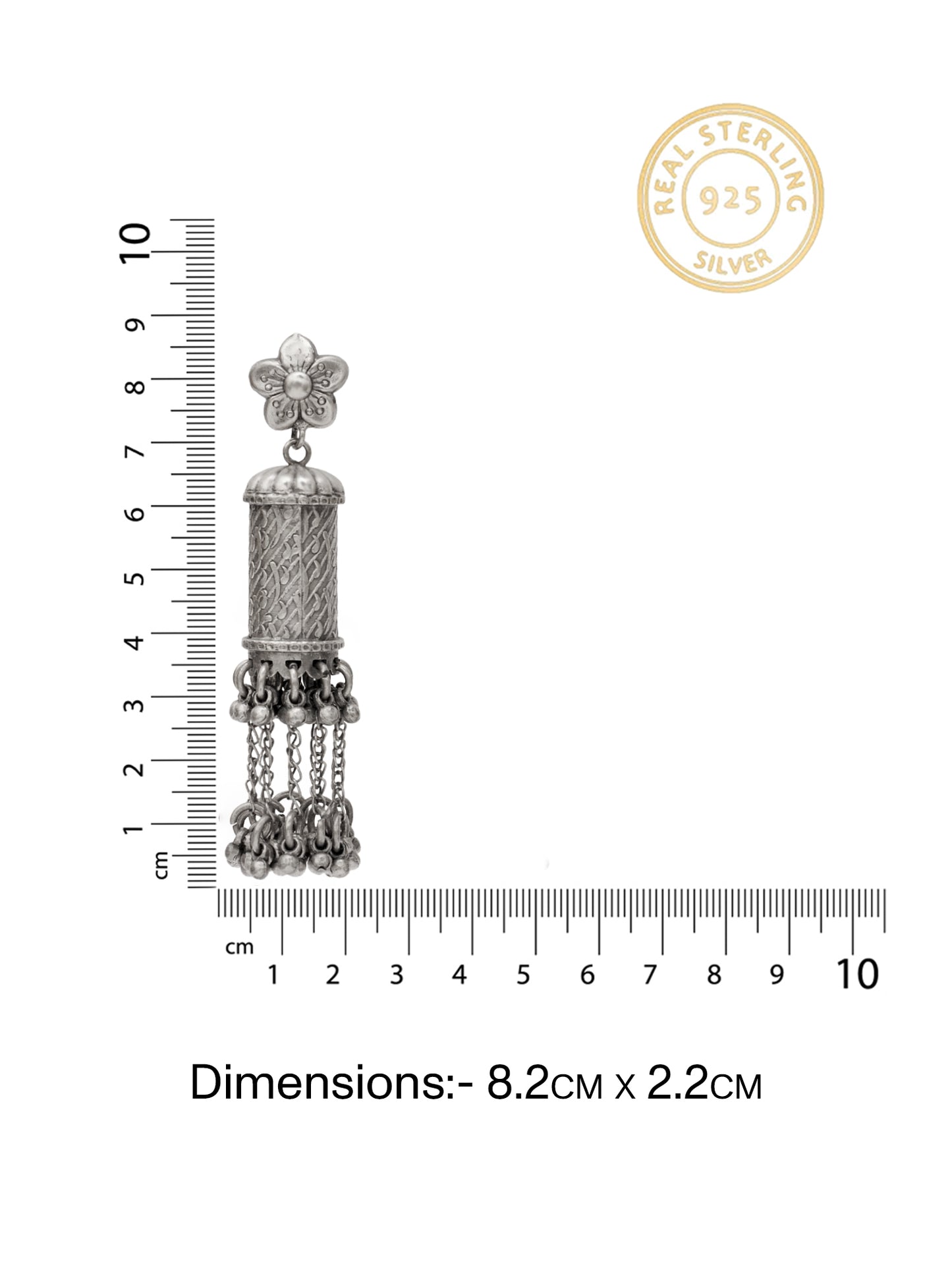 Rajwada Floral 925 SIlver Jhumki with Long Ghungroos