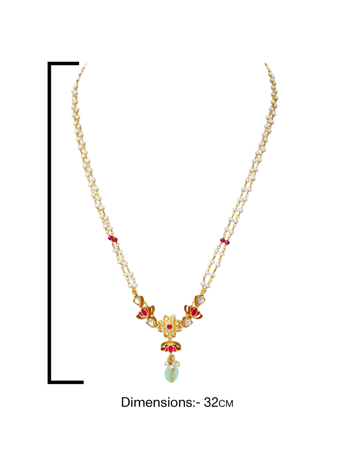 925 Silver Gold Plated Padmavati Lotus Kundan Necklace