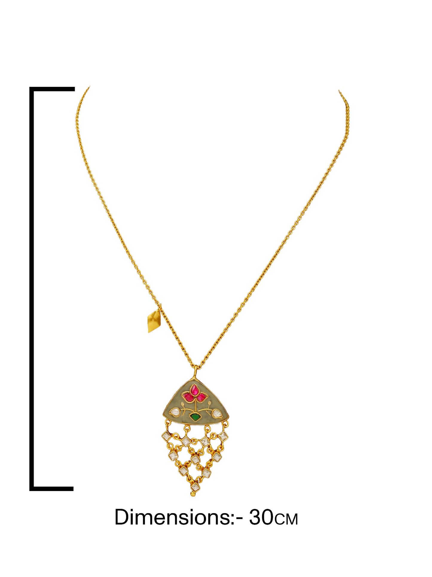 925 Silver Padmavati Trillion Prehnite Kundan Necklace