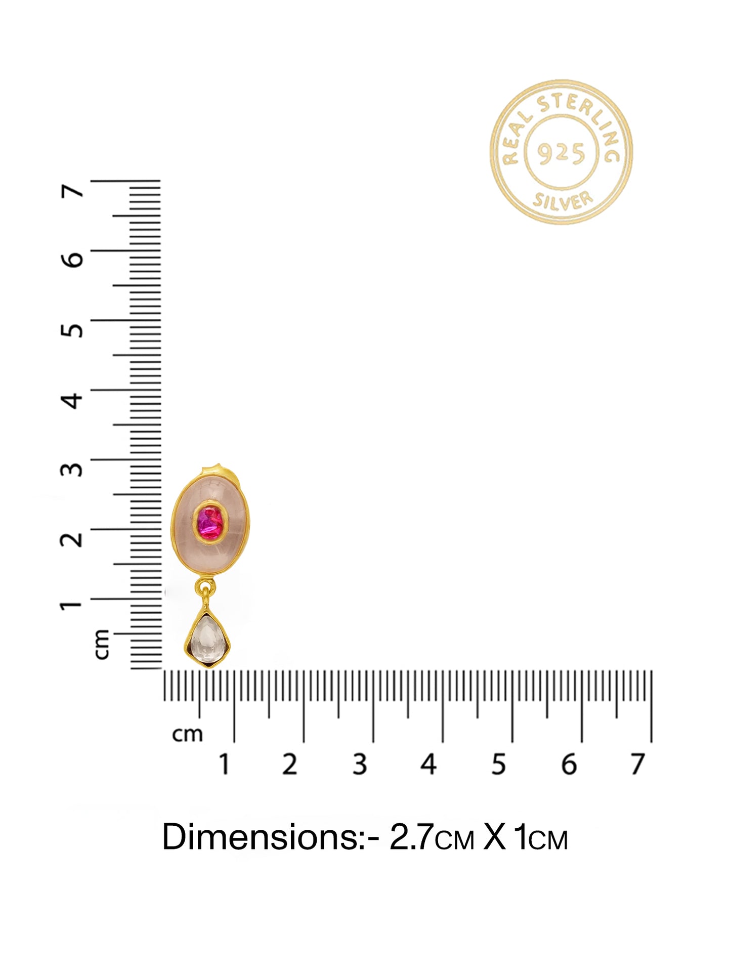 Gulnoor Rose Quartz Kundan Earrings