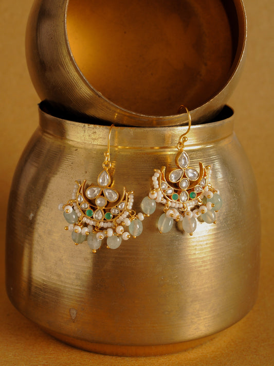 The Harit Chandrama — Earring in hand-set kundan, 22K Gold Plating, Riwaayat Collection