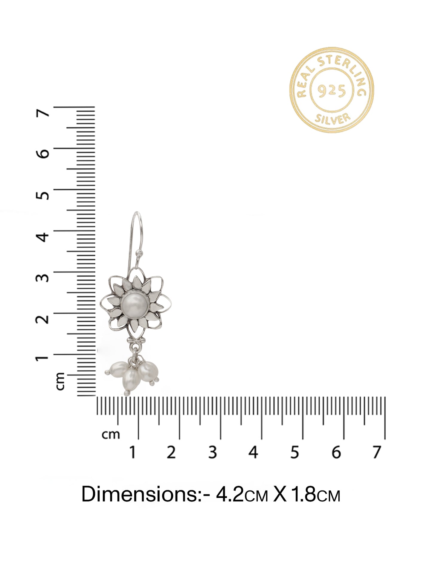 Chandrika 925 Silver Sunflower Pearl Dangler Earrings