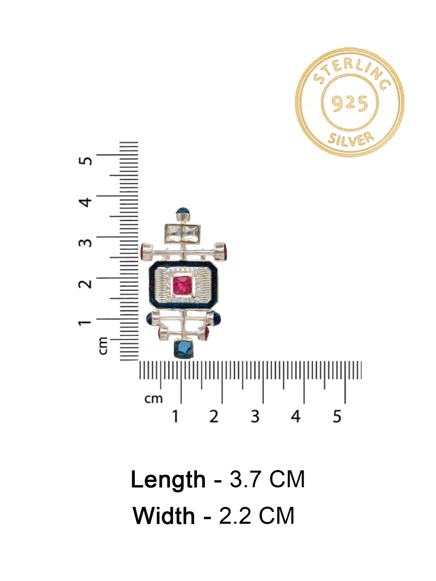 Azure Enchantment Modern Kundan Studs: 925 Sterling Silver