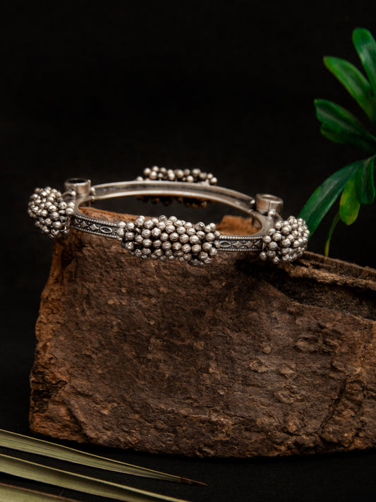 Tribal Ghungroo Rhapsody: 925 Silver Statement Bangle