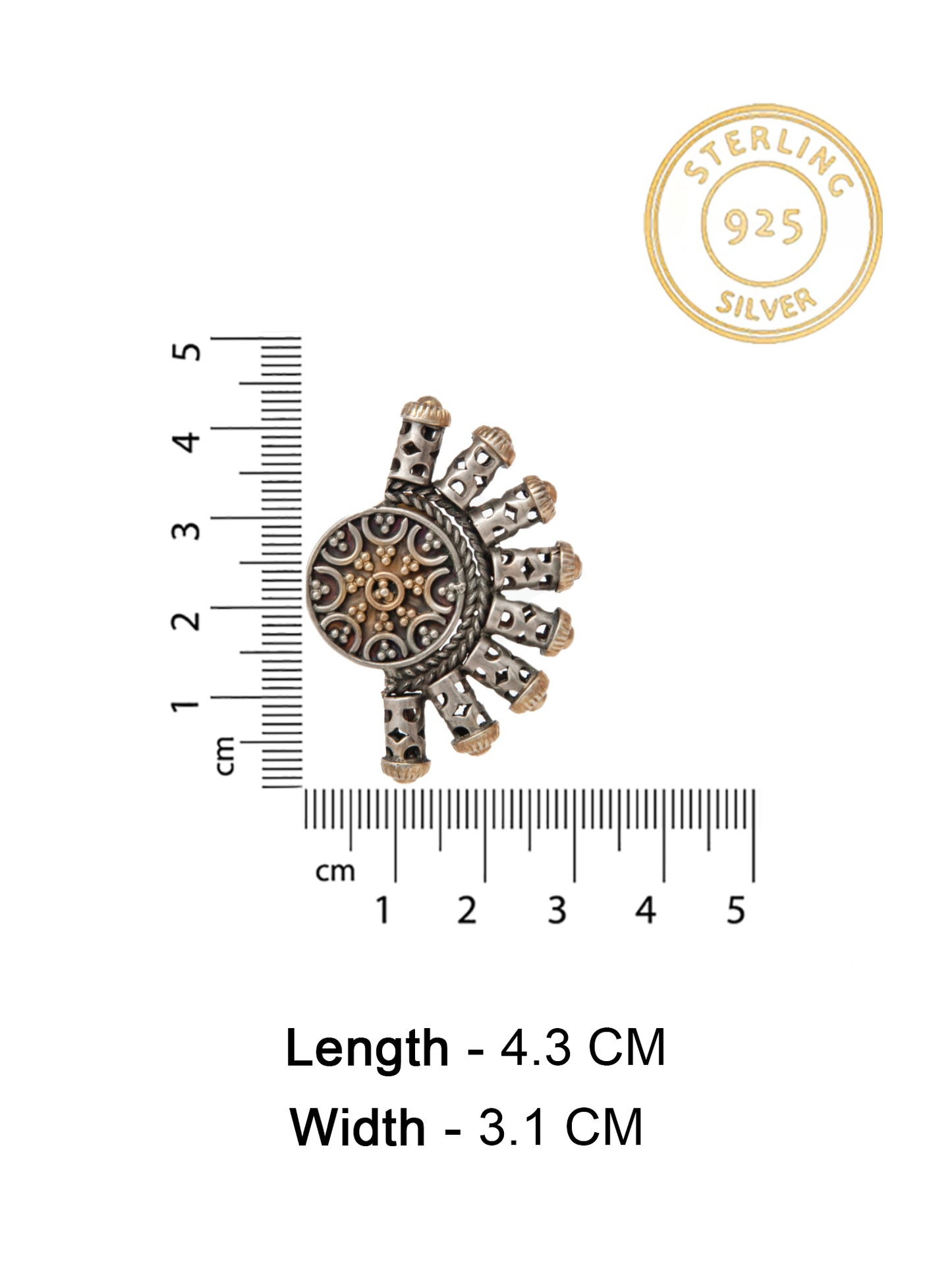 Rawa Splendor Stud Earrings: 925 Sterling Silver Two Tone Gold Plated