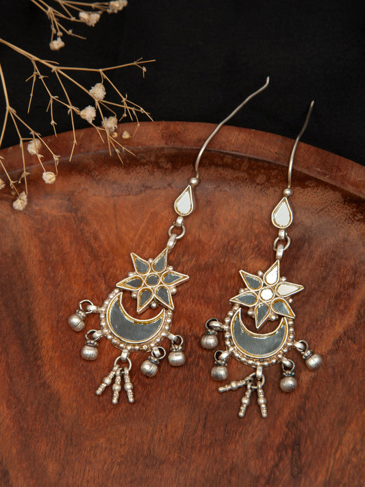 Crystal Frost: 925 Sterling Silver Earrings with White Glass