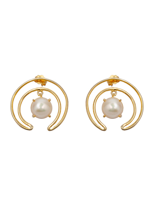 Modern Chic: 925 Sterling Silver Contemporary Earrings with Freshwater Pearl