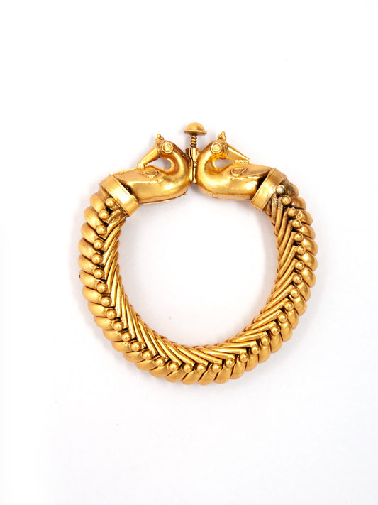 Peacock Splendor: 925 Silver Gold Plated Peacock Sutlada Bangle