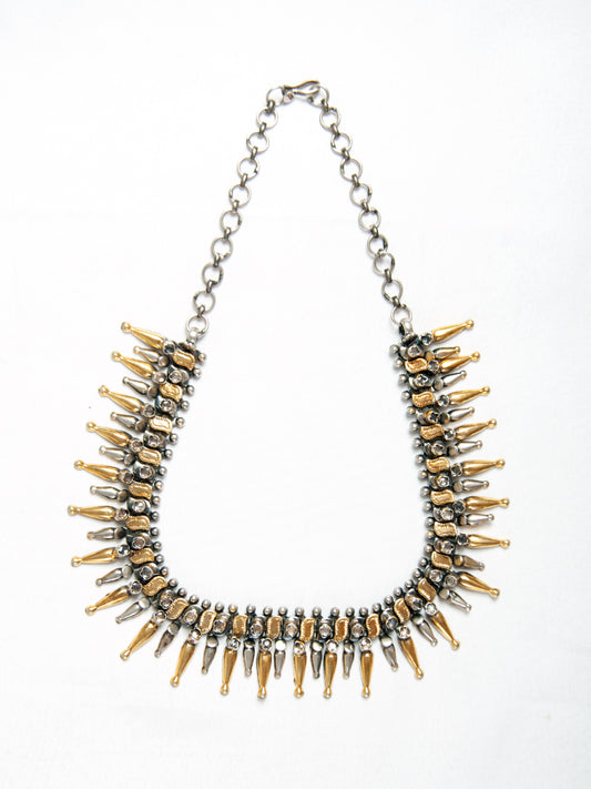 Crystal Tribal Harmony: 925 Sterling Silver Classic Two Tone Necklace