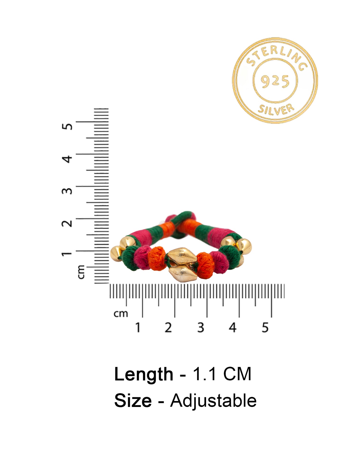 Vibrant Fiesta: 925 Silver Gold Plated Multicolor Dholki Bracelet