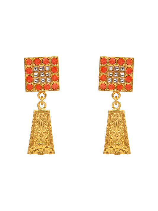 Sona Kundan Haar Earrings: 925 Sterling Silver Gold Plated