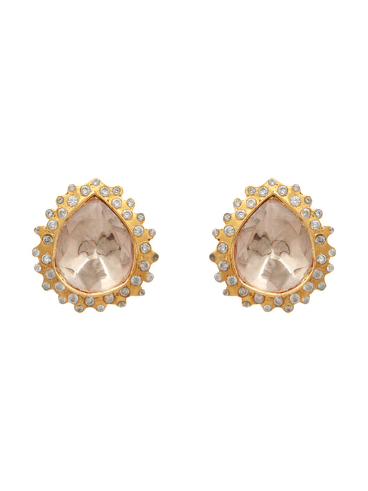 Maharaja Swarna Moissanite Studs: 925 Sterling Silver Gold Plated