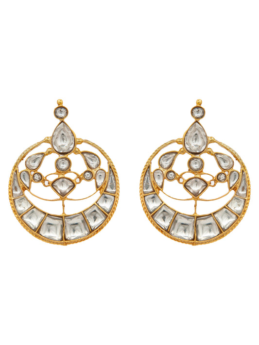 Sone Ki Chaandbali Kundan Earrings: 925 Sterling Silver Gold Plated