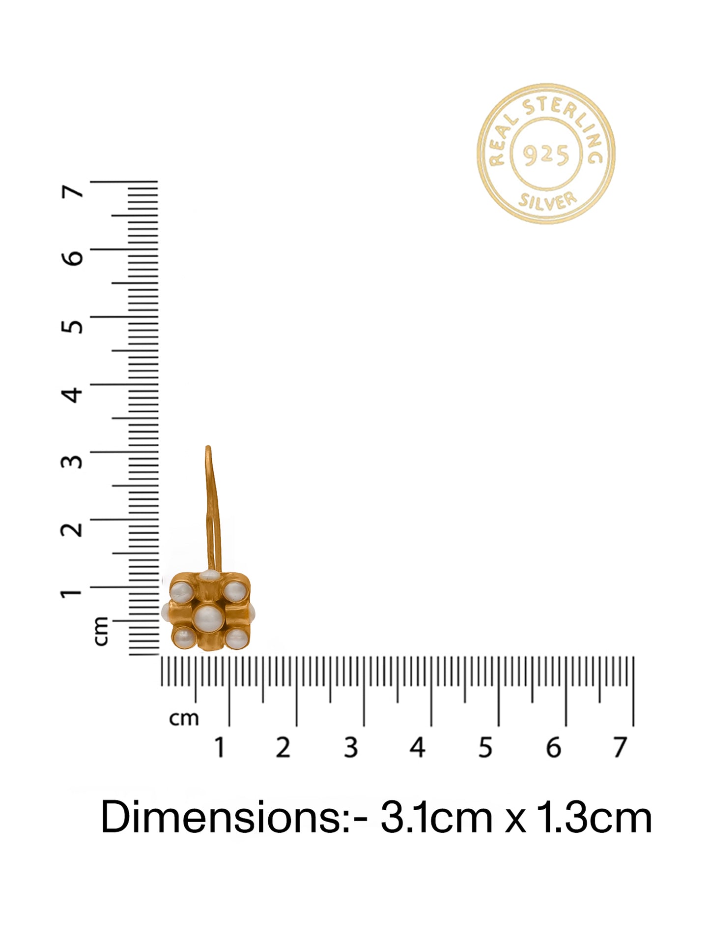 Nitya 925 Silver Gold Plated Pearl Danglers