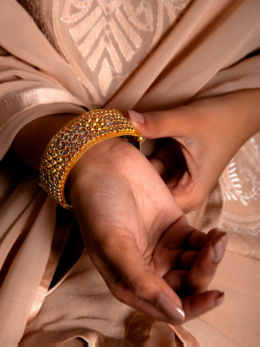 Golden Glow: 925 Silver Gold Plated Crystal Bangle