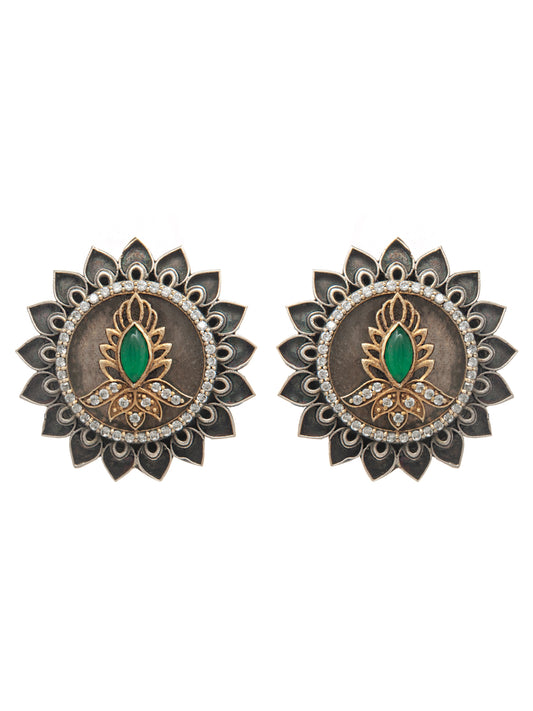 Viridian Vine Intricate Studs: 925 Sterling Silver