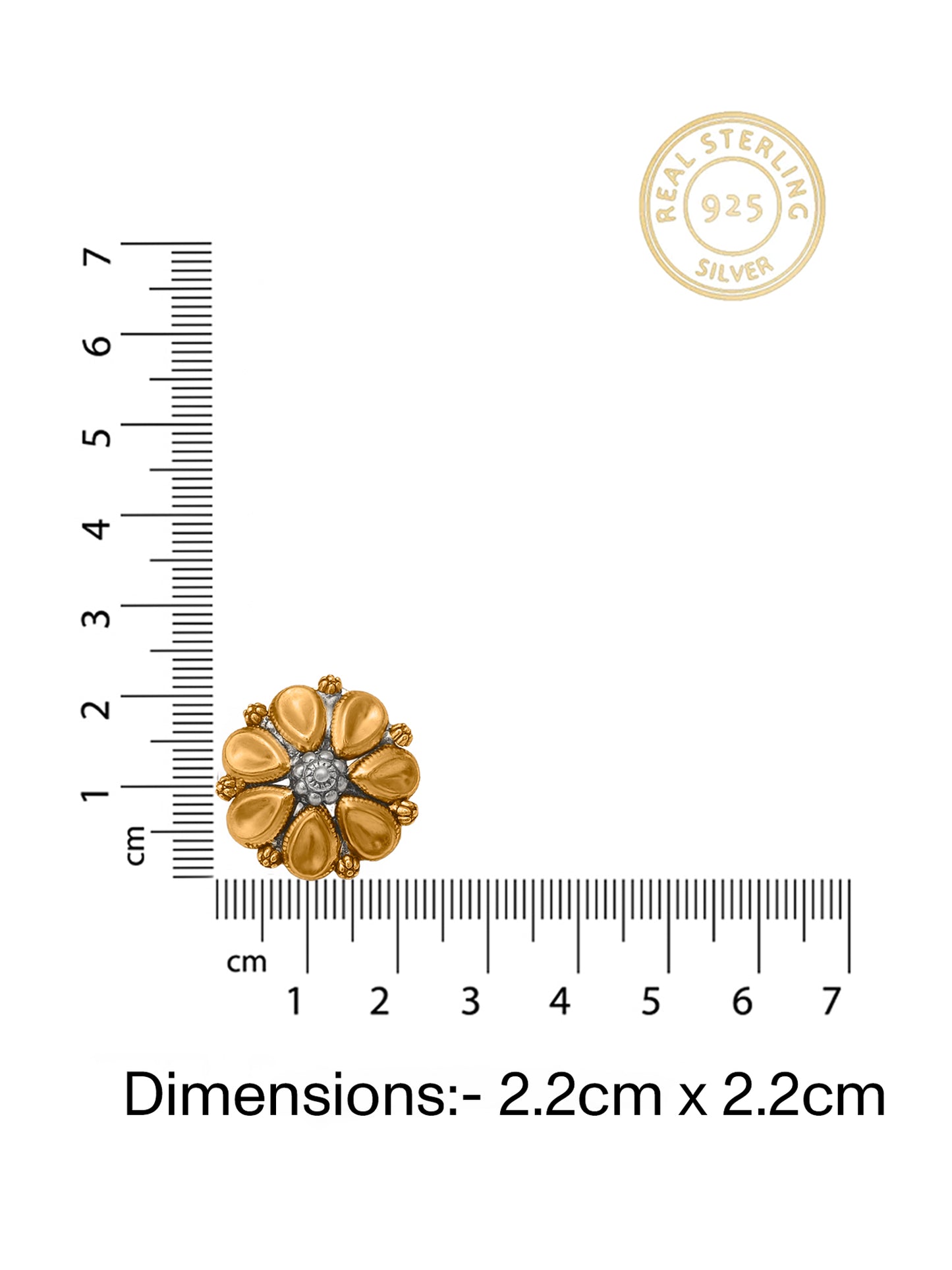 Nitya 925 Silver Two Tone Pear Earrings