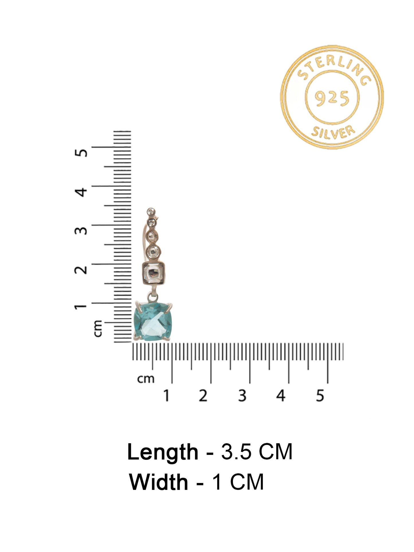 Aqua Radiance Modern Kundan Earrings: 925 Sterling Silver