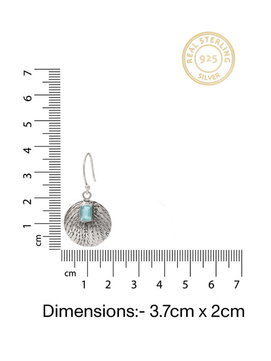 Nitya 925 Silver Aqua Textured Dangler Earrings