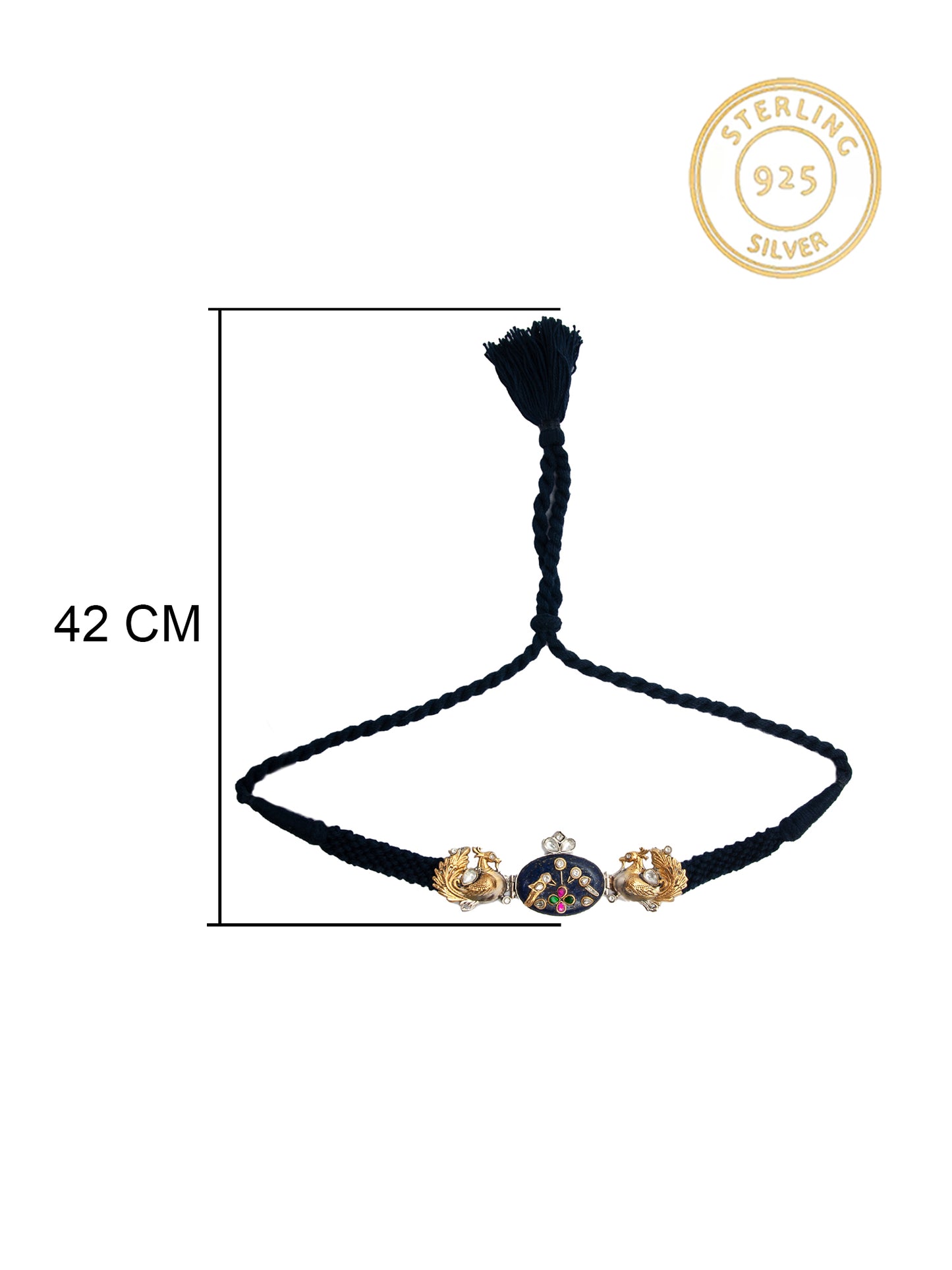 Azure Menagerie: 925 Silver Animal Motifs Fusion Choker with Blue Lapis Inlay Gemstone