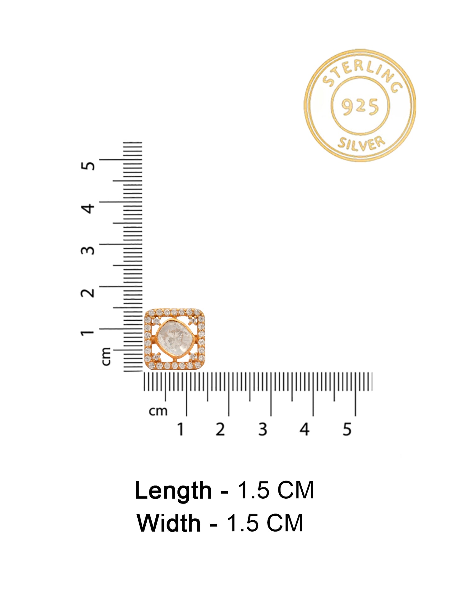 Swarna Varg Moissanite Studs: 925 Sterling Silver Gold Plated