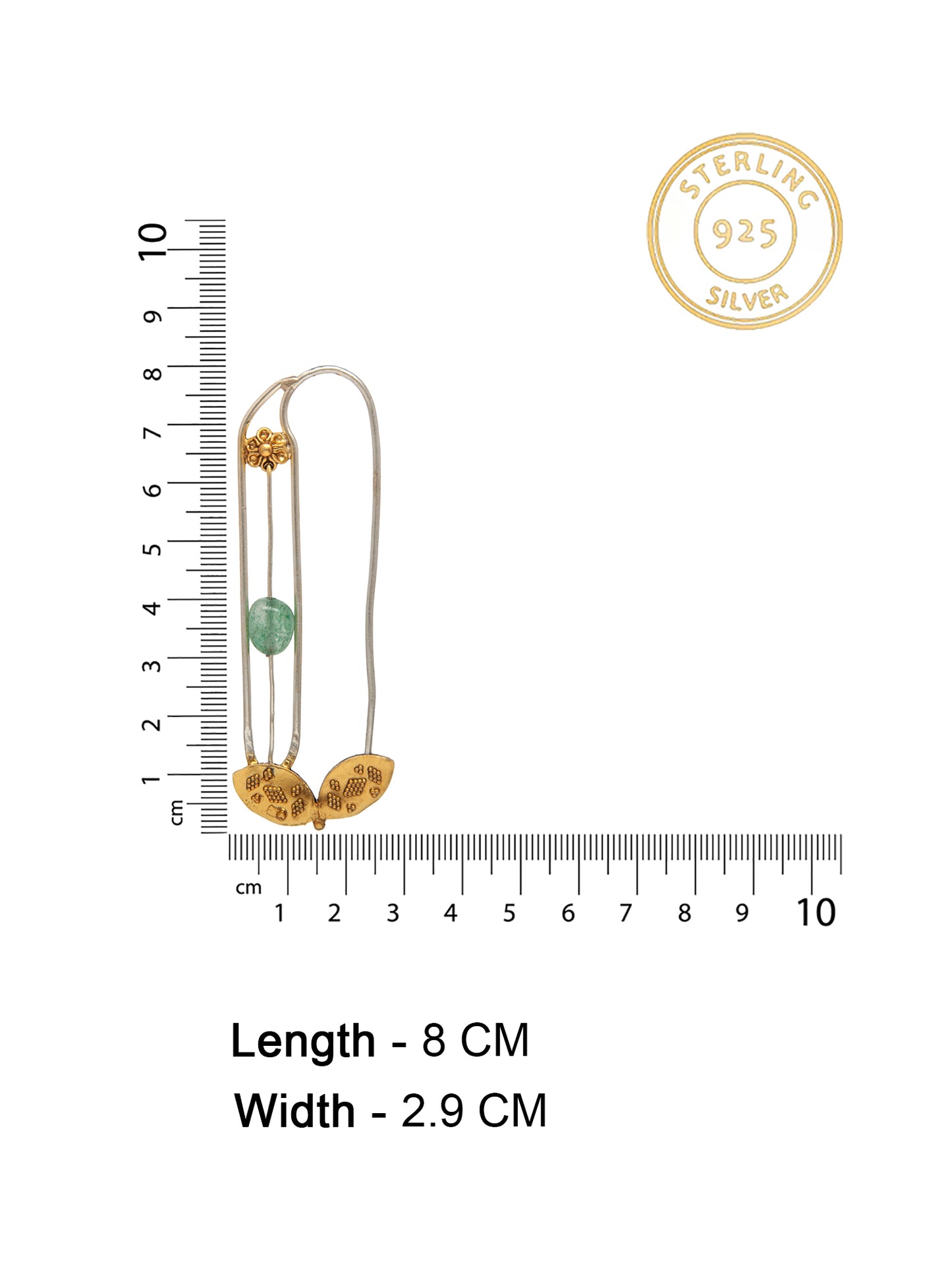 Verde Pinwheel Safety Pin Earrings: 925 Sterling Silver