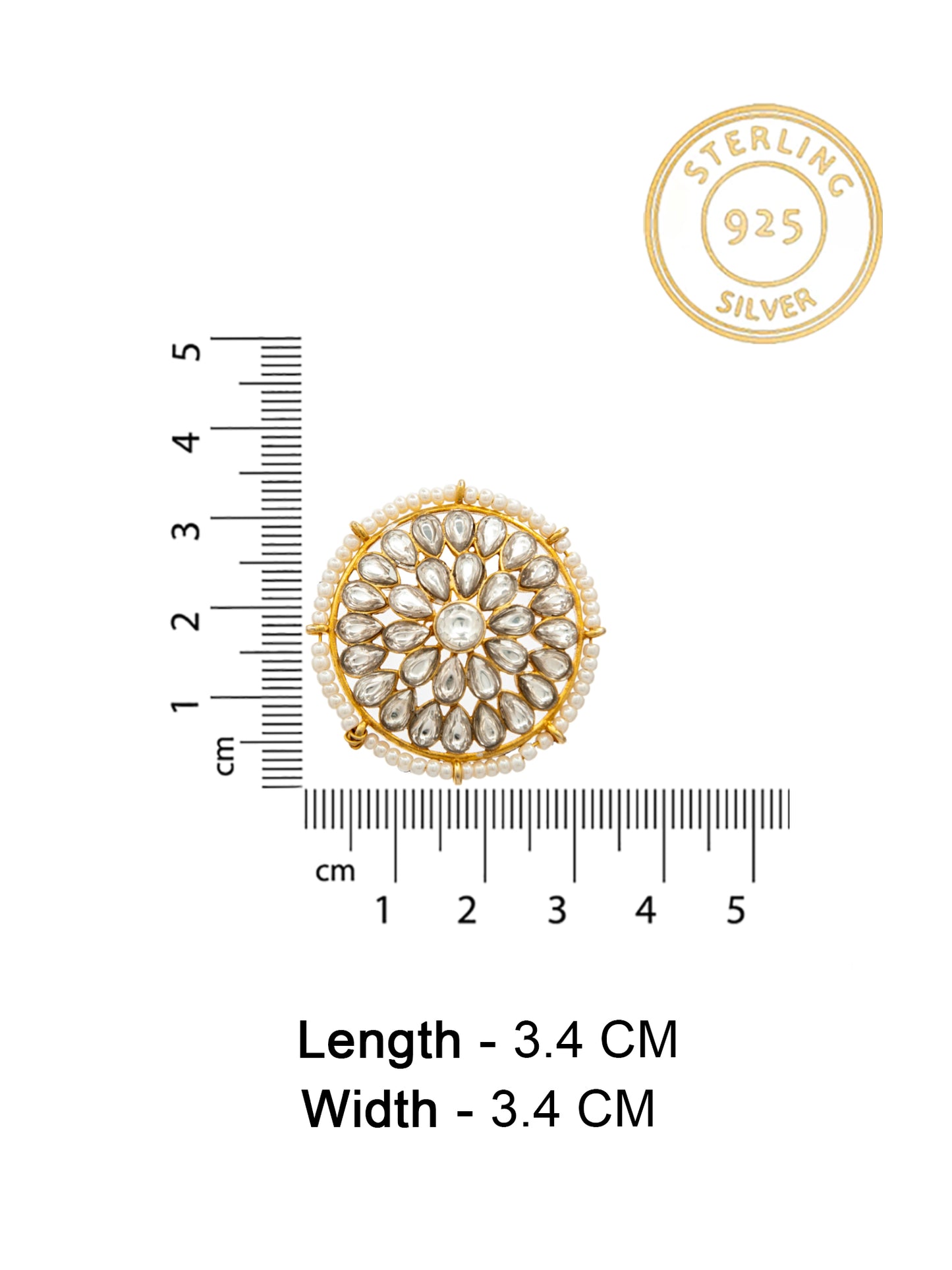 Pearl Radiance: 925 Sterling Silver Circle Earrings with Kundan and Pearl