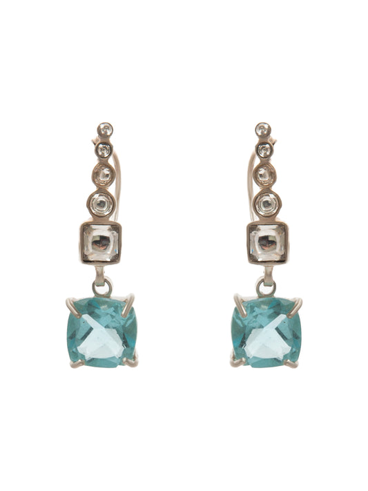 Aqua Radiance Modern Kundan Earrings: 925 Sterling Silver