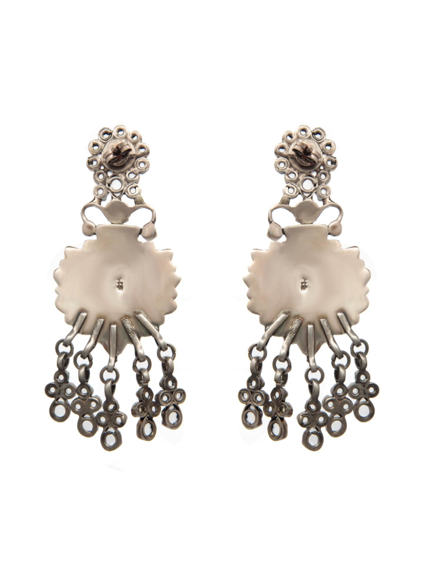 Hastakriti Swarna Varne Earrings: 925 Sterling Silver Hand Embossed Two Tone