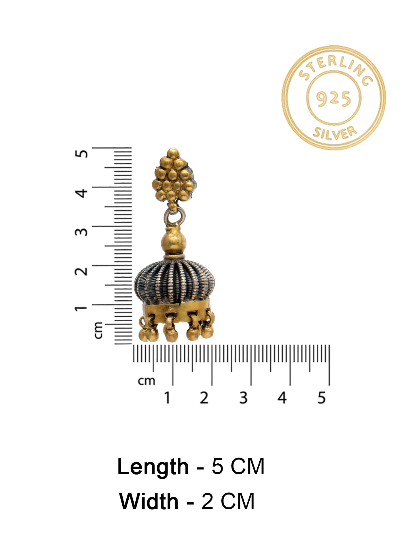 Radiant Reflections 925 Sterling Silver Two Tone Jhumki Earrings