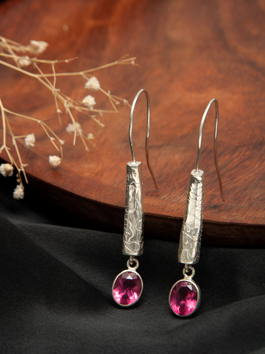 Rosy Radiance Designer Dangler Earrings: 925 Sterling Silver