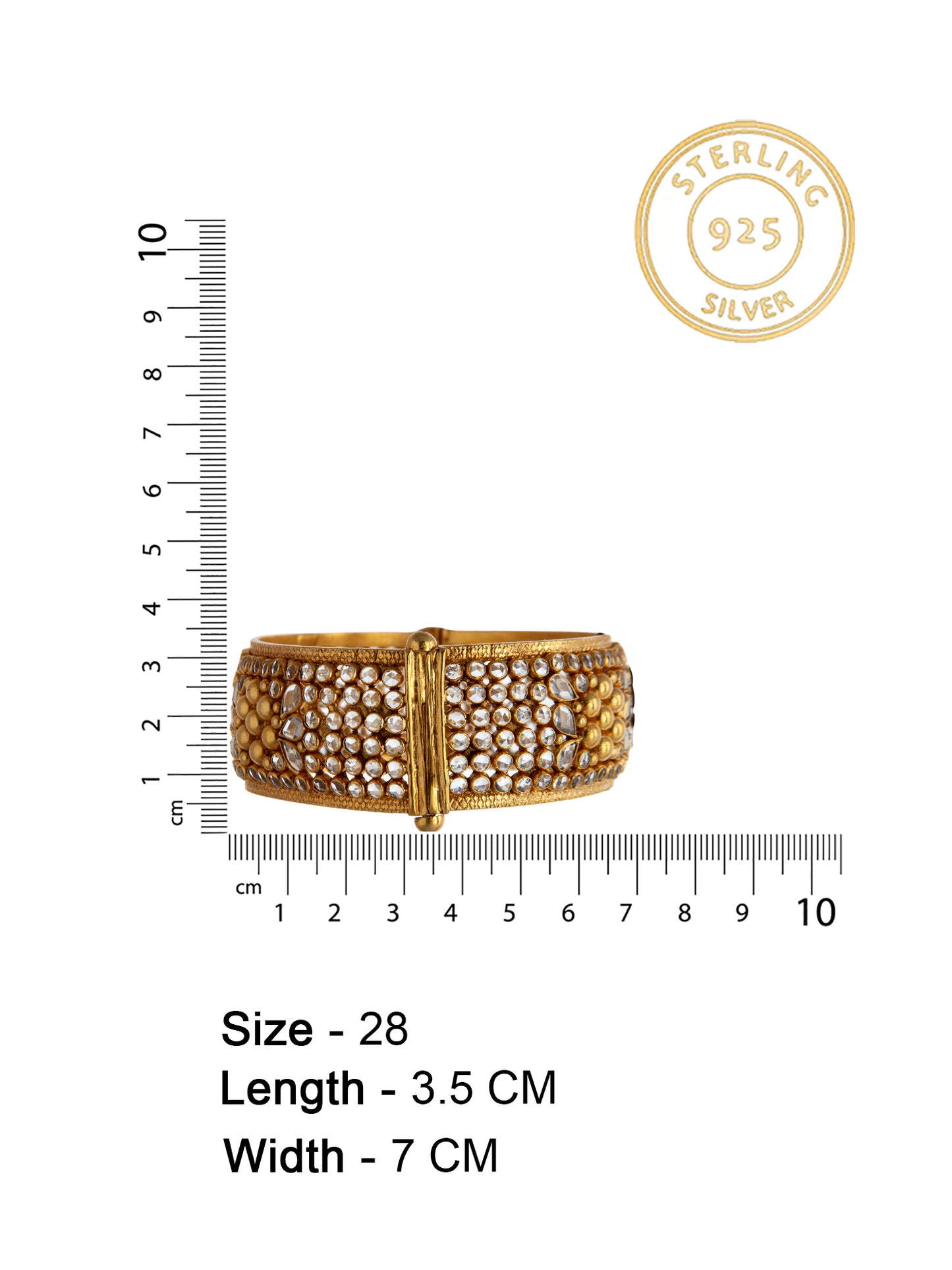 Golden Glow: 925 Silver Gold Plated Crystal Bangle