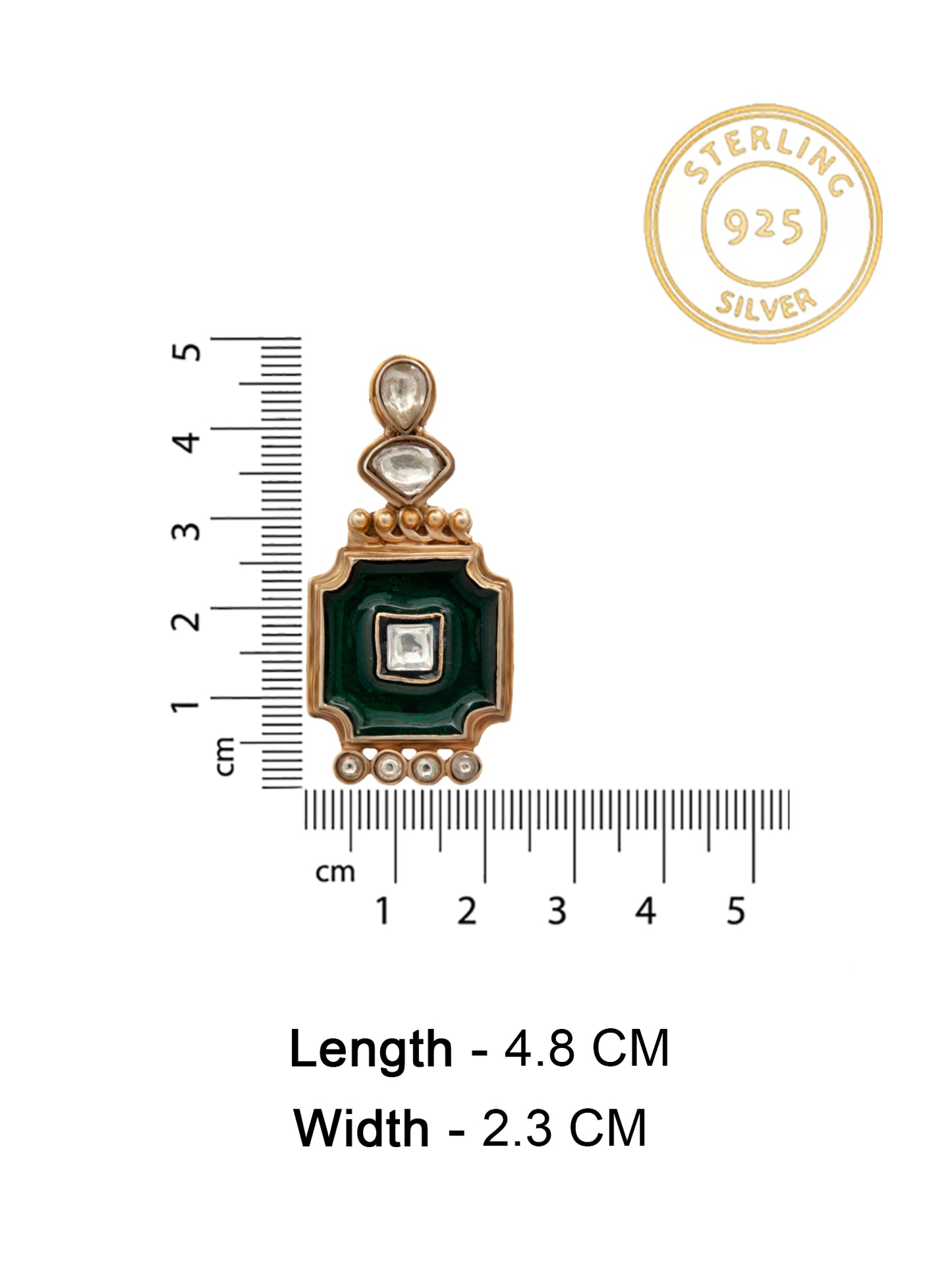 Enchanted Enamel: 925 Sterling Silver Earrings with Enamelling and Kundan