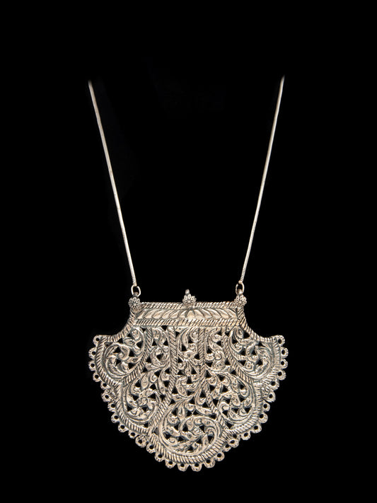 Chitai Charm: 925 Silver Hand-Embossed Everyday Wear Necklace