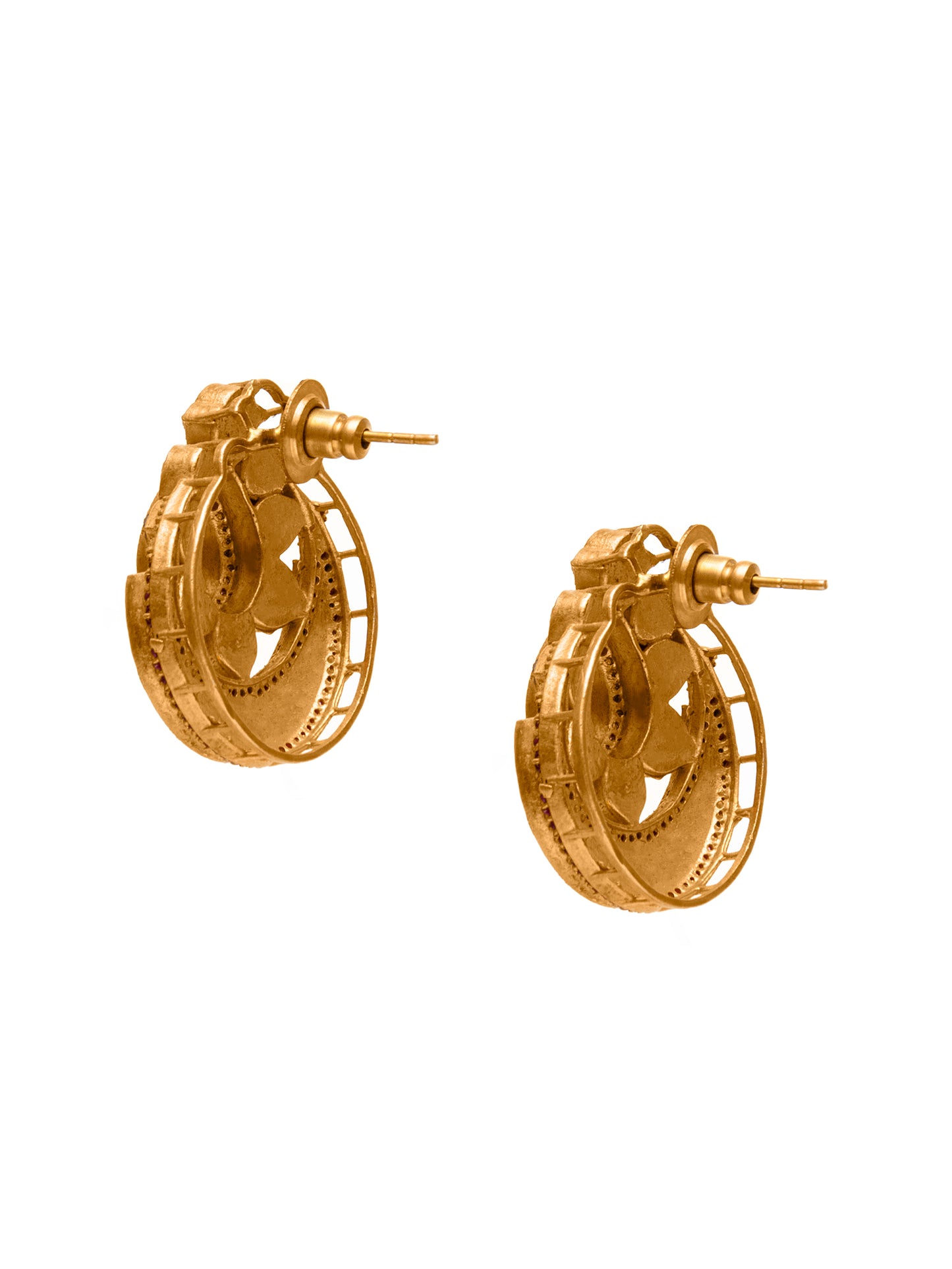 Svarnam Red and White Kundan Studs