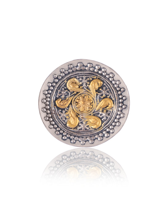 Two Tone Spiral Big Adjustable Ring