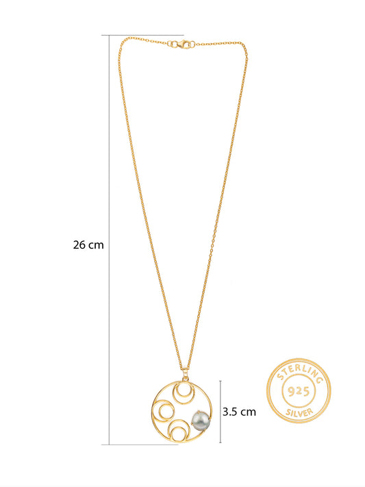 Gold Plated Circular Necklace with Pearl