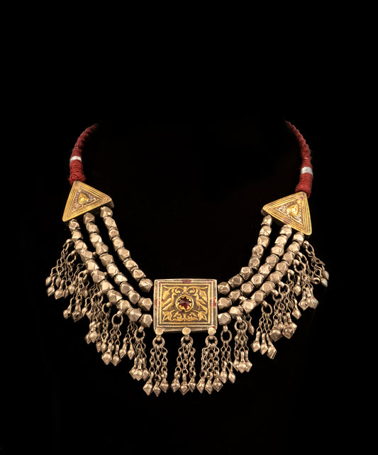 925 Sterling Silver Oxidized Two Tone Statement Necklace