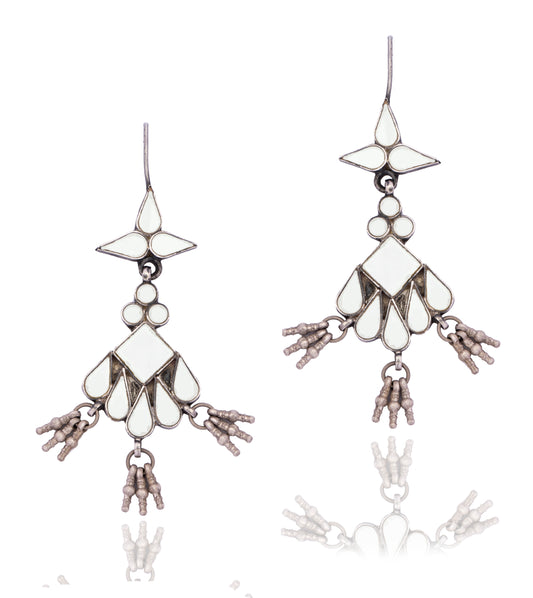 925 Sterling Silver White Mirror Earrings