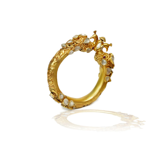 925 Silver Gold Plated Lion Bangle - Neeta Boochra Jewellery