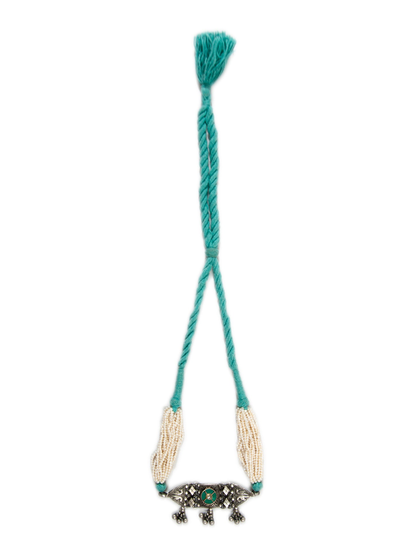 Silver Pearl Turquoise Kundan Choker