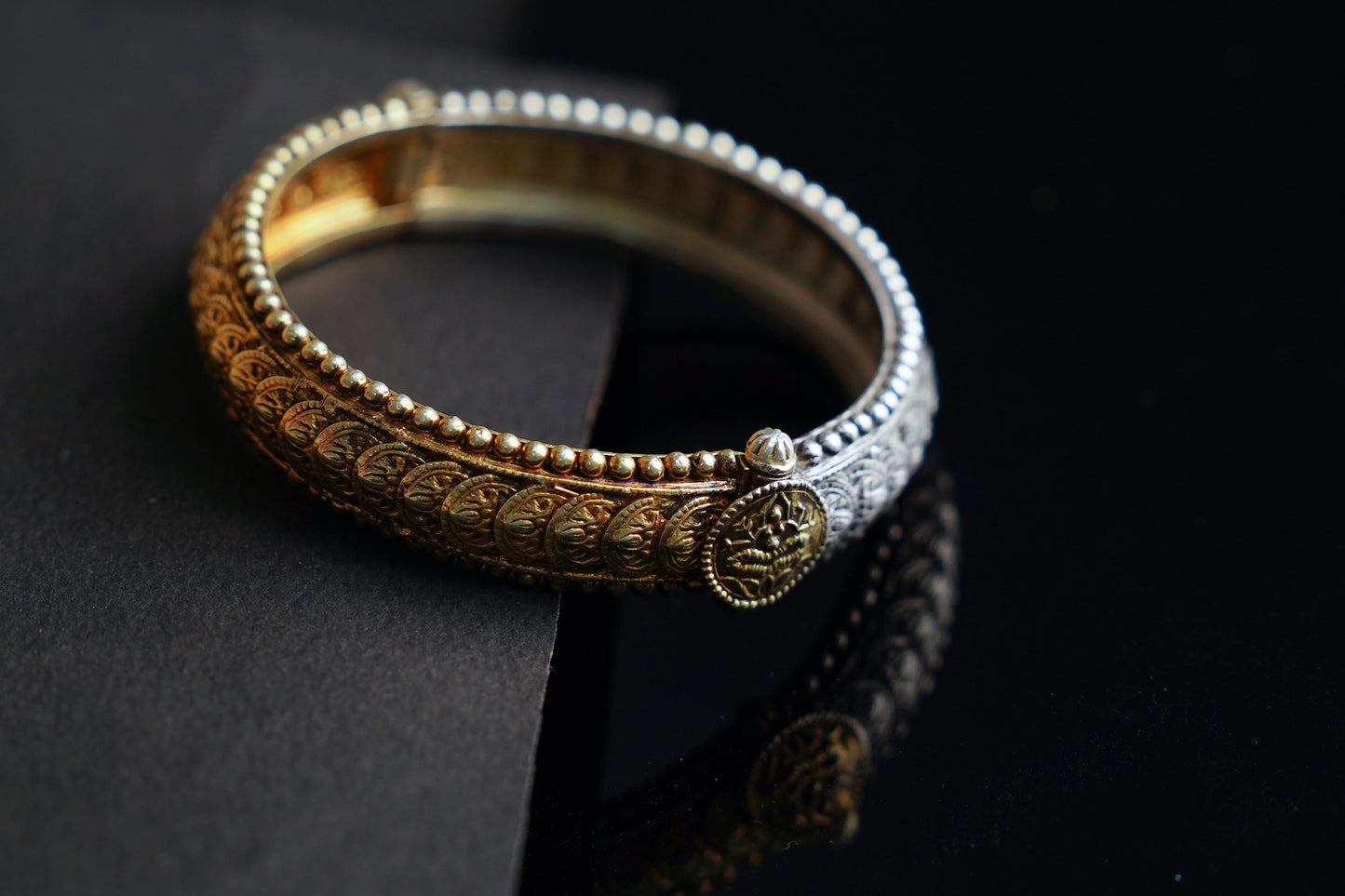 925 Silver Two Tone Rawa Bangle - Neeta Boochra Jewellery