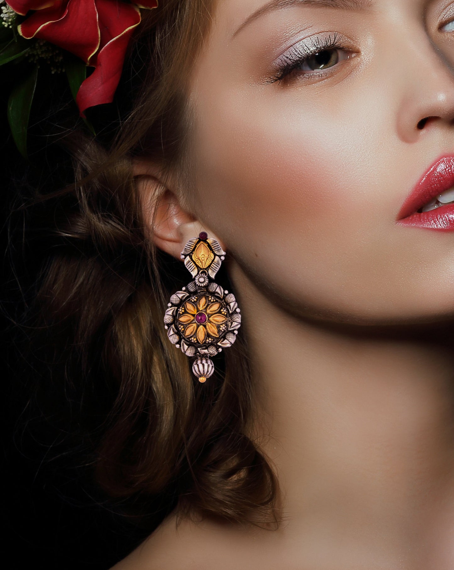 925 Sterling Silver Two Tone Earrings