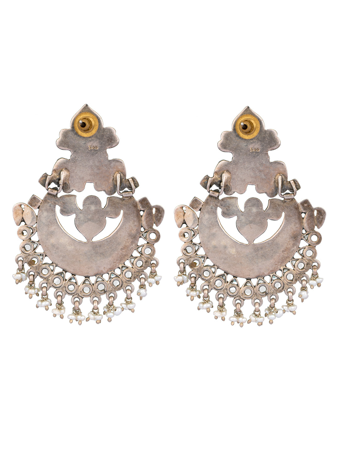 925 Sterling Silver Two Tone Meenakari Chaandbali