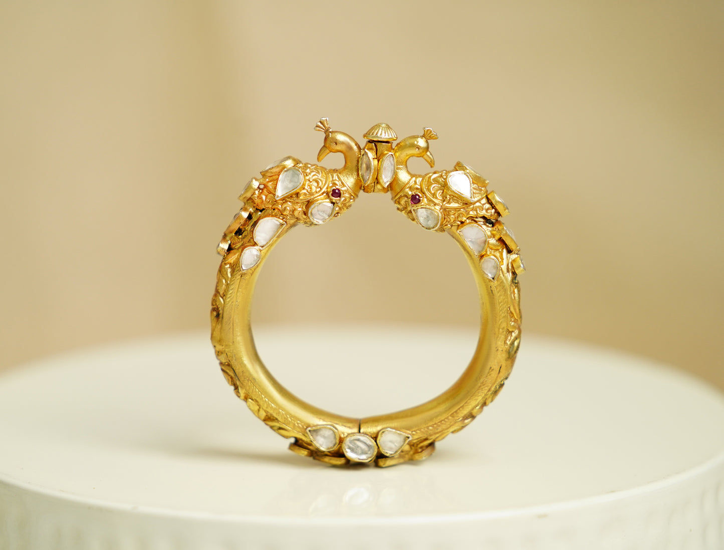 925 Silver Gold Plated Lion Bangle - Neeta Boochra Jewellery