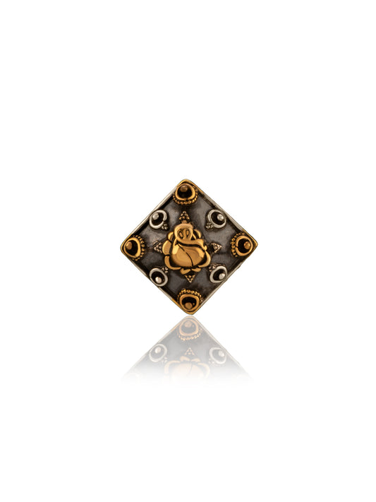 Two Toned Ganesha Adjustable Ring