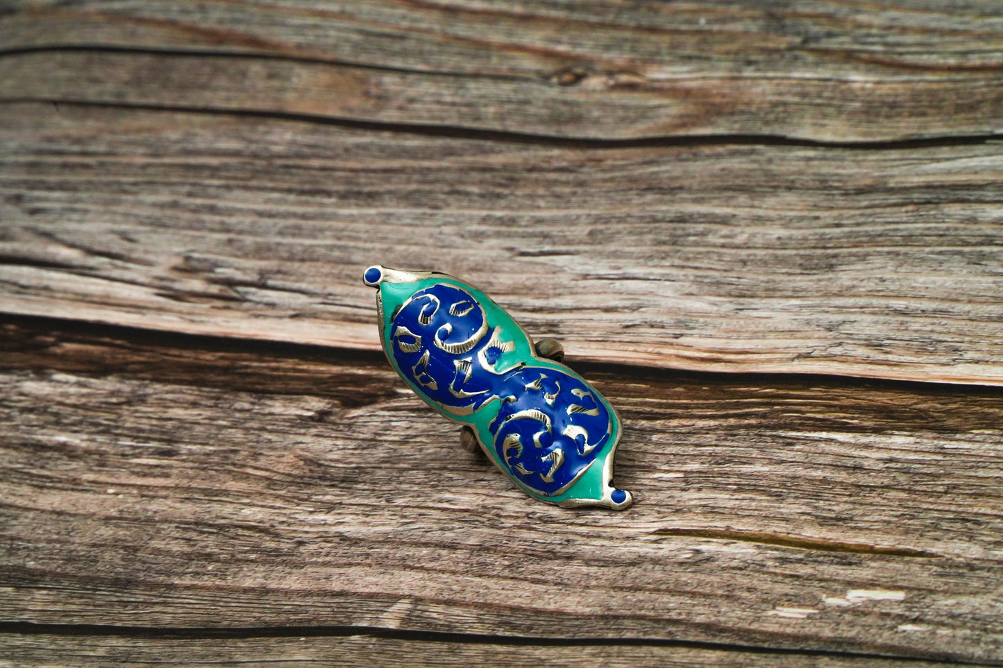 Turquoise Blue and Fire Yellow Meenakari Ring - Neeta Boochra Jewellery