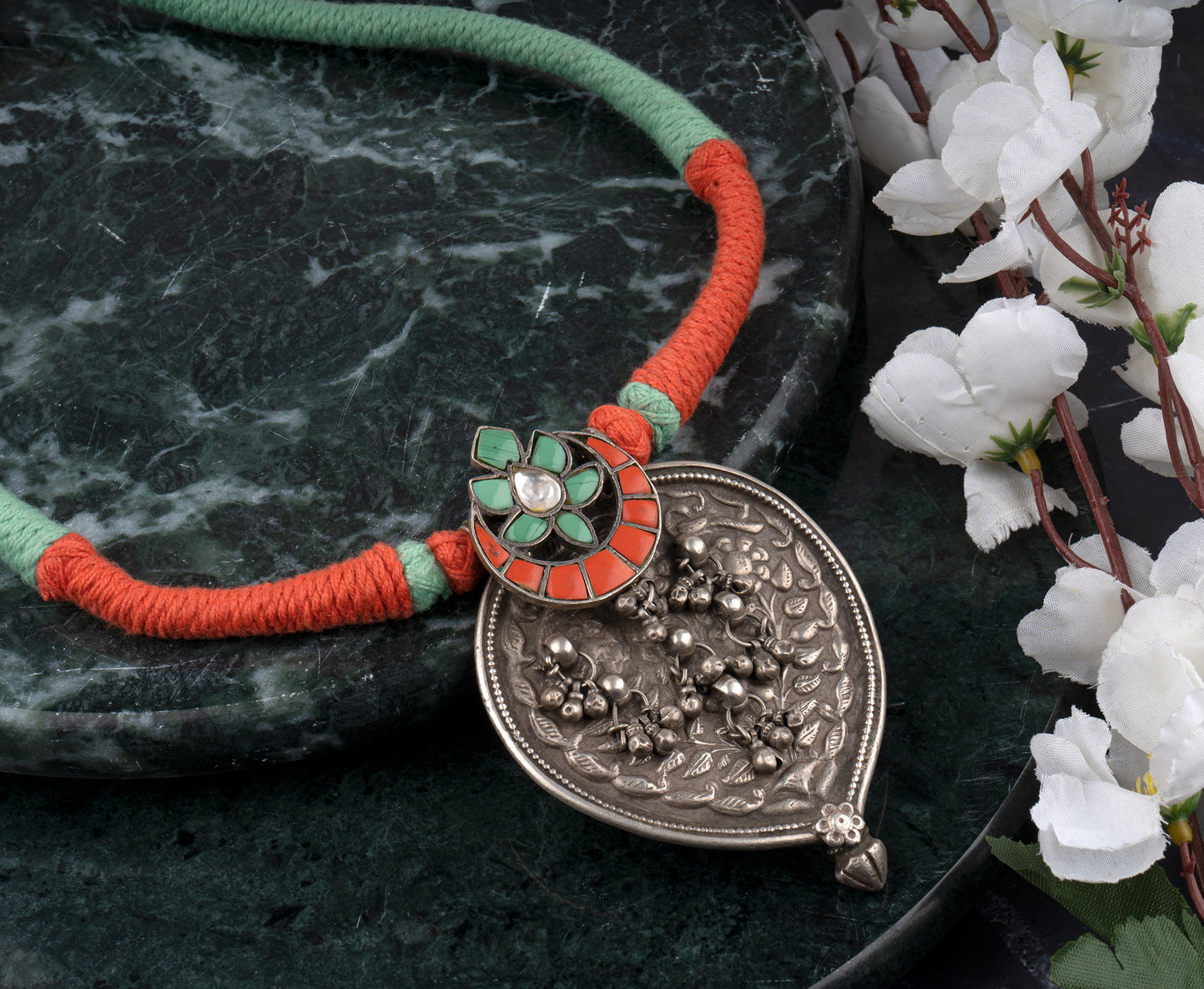 925 Sterling Silver Peacock Necklace with Black Onyx Beads